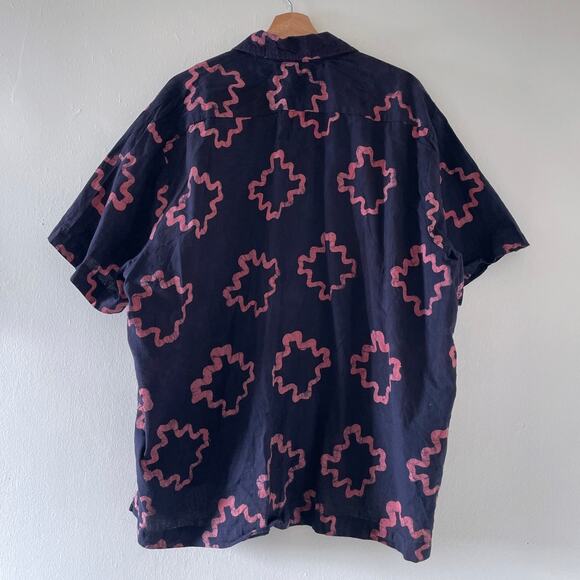 POST-IMPERIAL Ijebu Camp Shirt Hand Dyed Patterned Short Sleeve Button Up Sz XXL - Picture 2 of 10